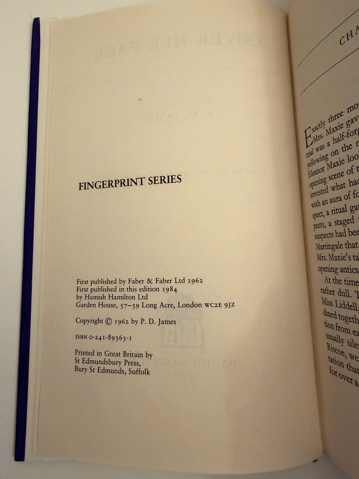 Cover Her Face by P. D. James (hardback book)