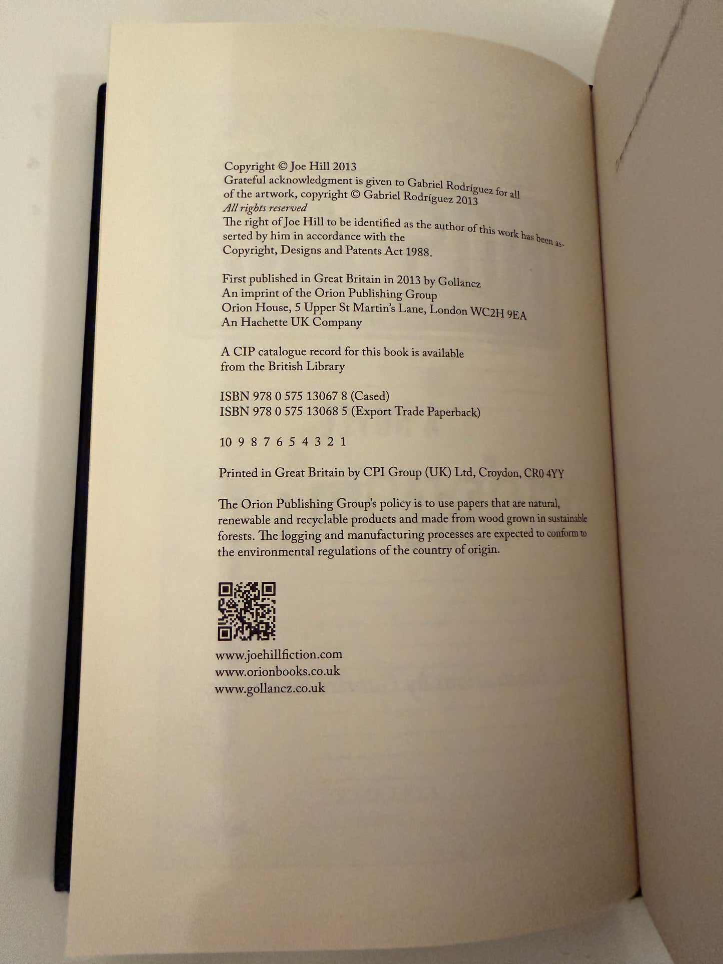 NOS-4R2 by Joe Hill (hardback book 1st Edition)