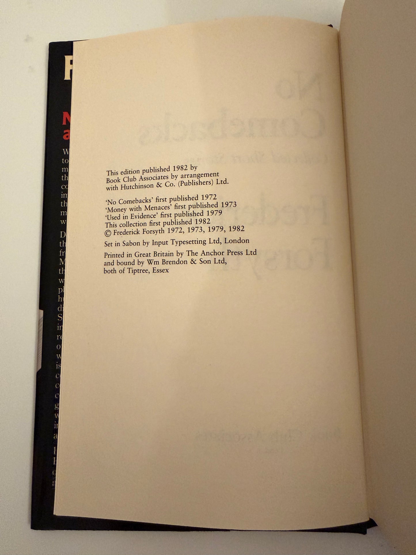 No Comebacks by Frederick Forsyth (hardback book)