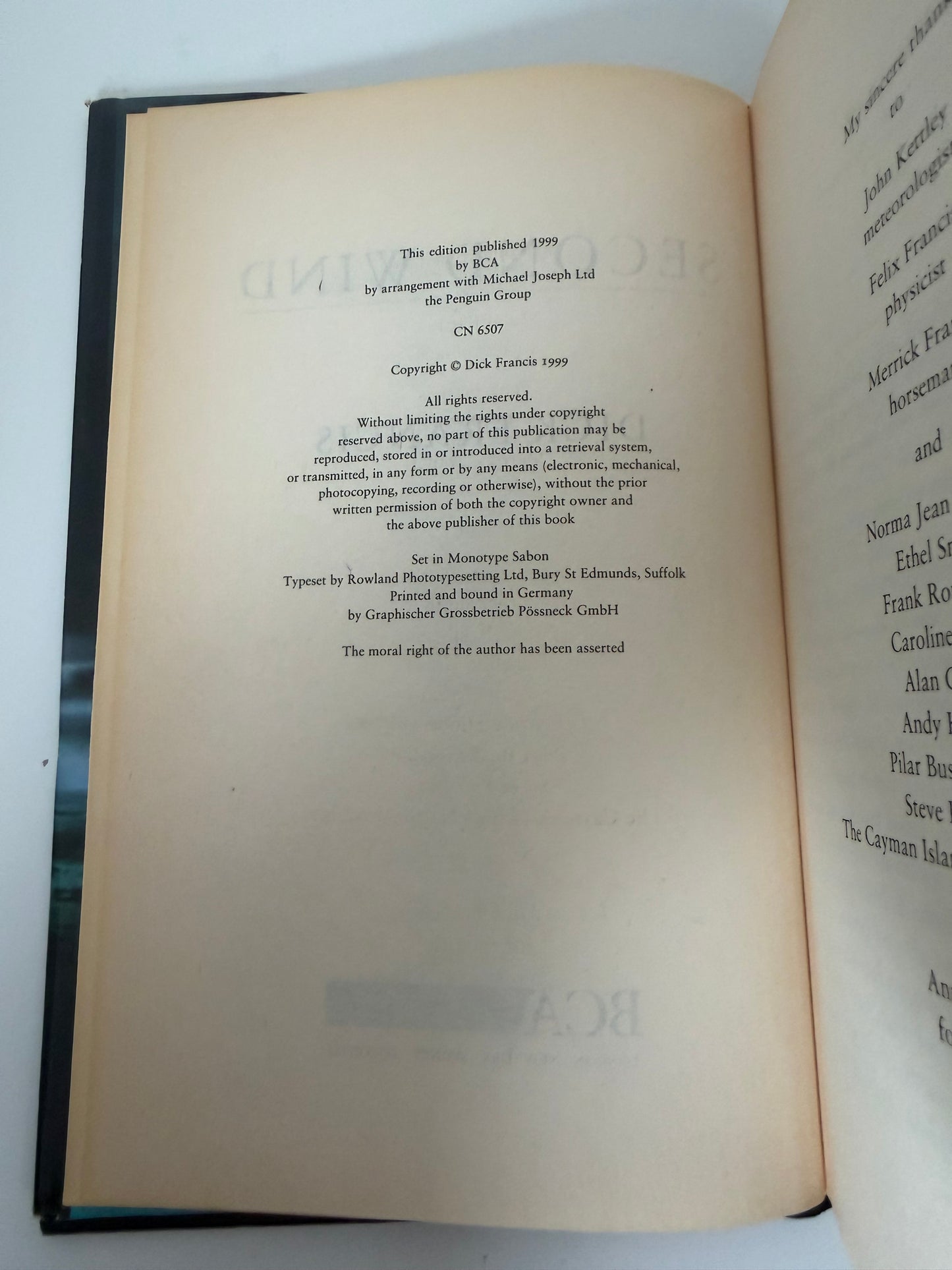 Second Wind by Dick Francis hardback book