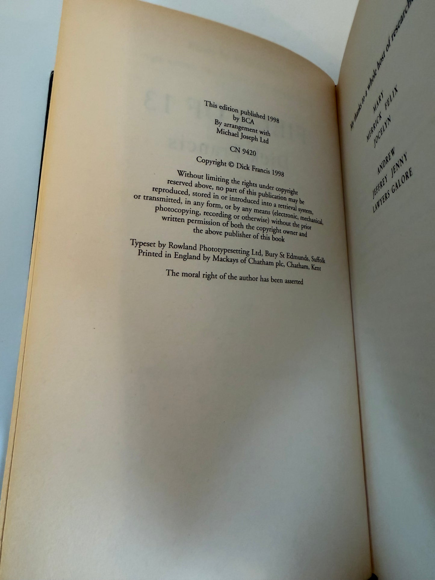 Field of 13 by Dick Francis (hardback book)