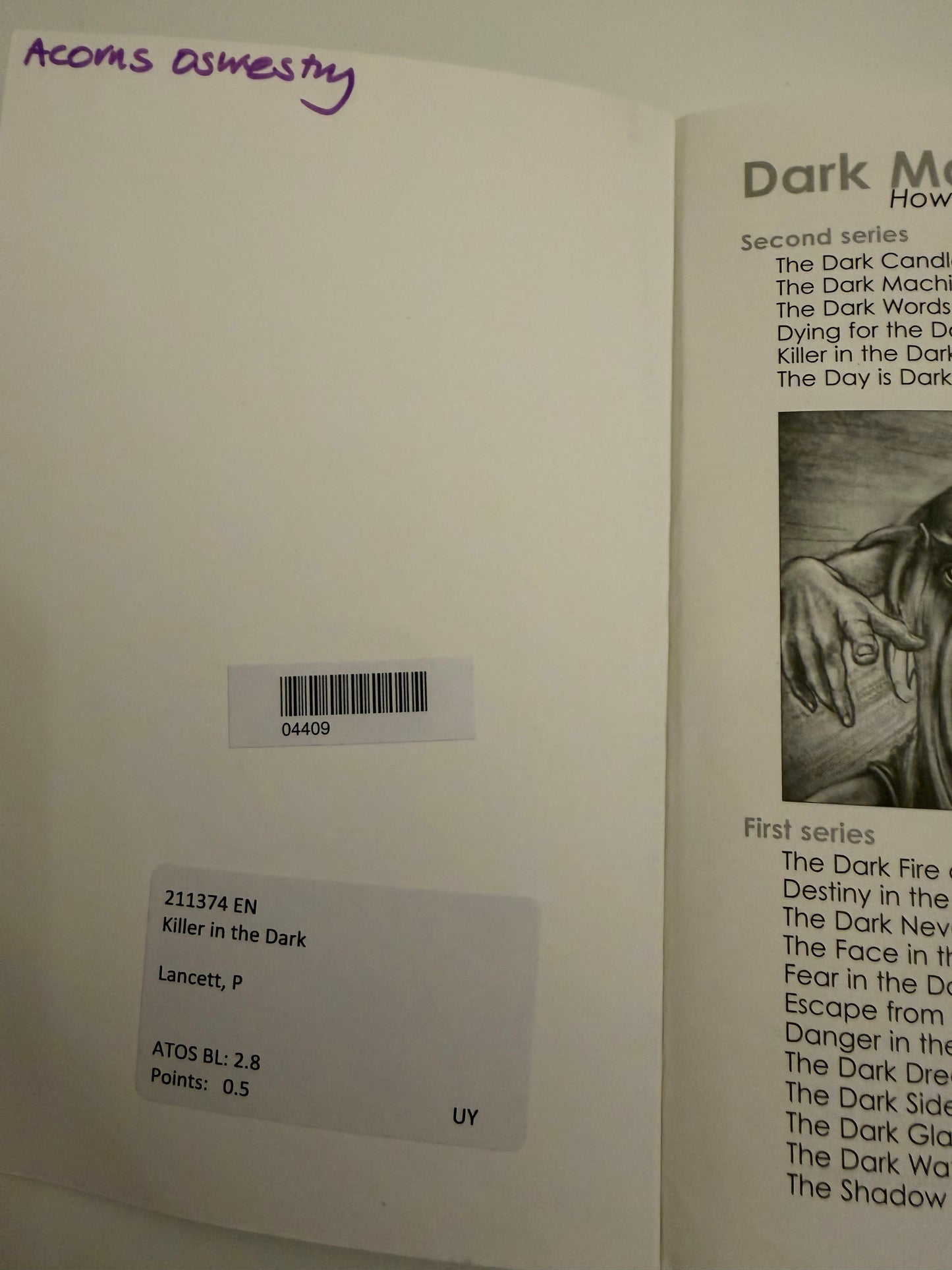 Killer in the Dark by Peter Lancett (paperback book)