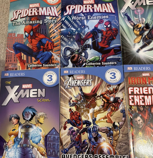 15 x DK Readers Marvel Books - Fantastic 4, X-Men, Spider-man, Iron Man