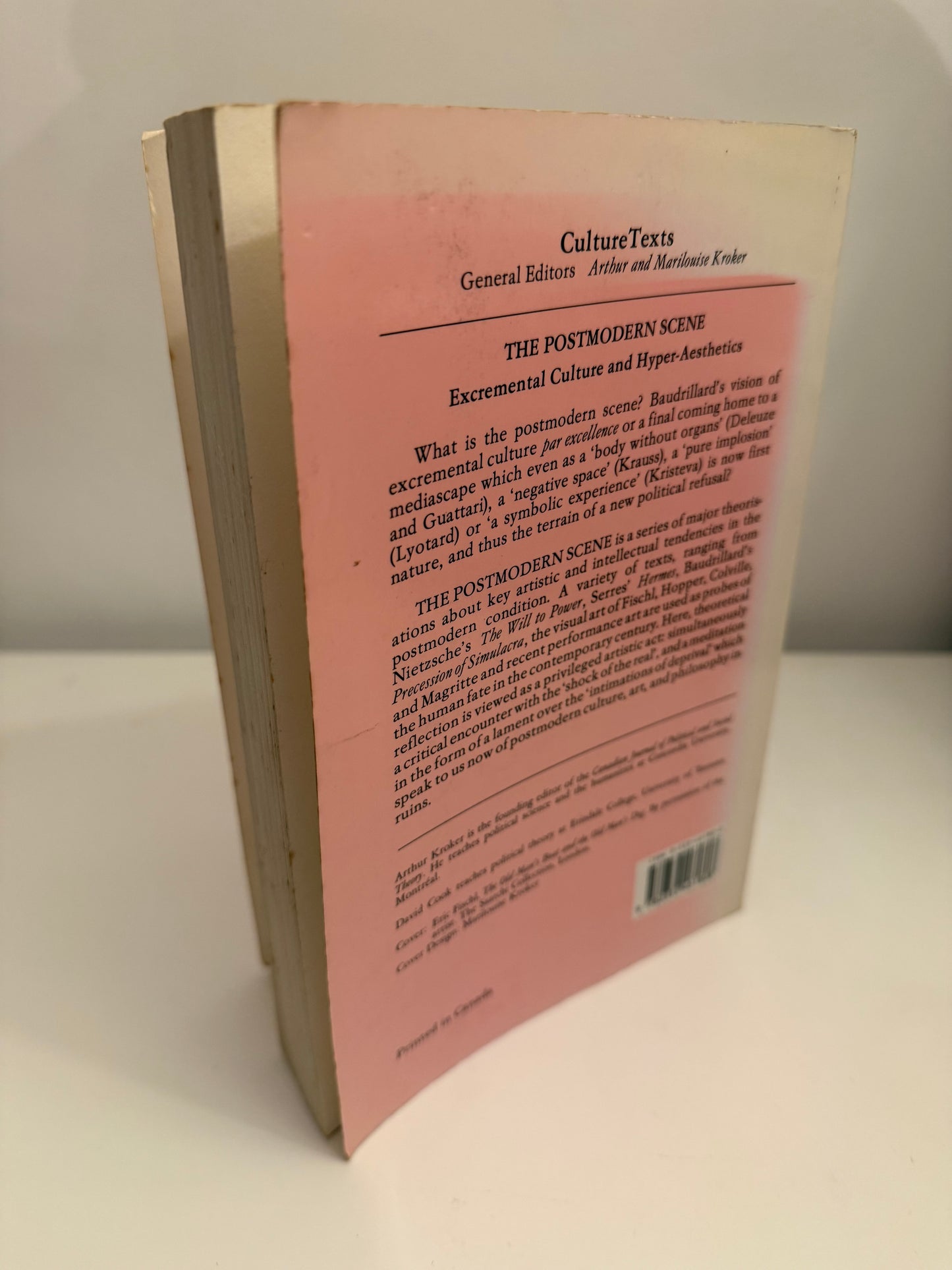 THE POSTMODERN SCENE Excremental Culture & Hyper-Aesthetics by Kroker & Cook (paperback book)
