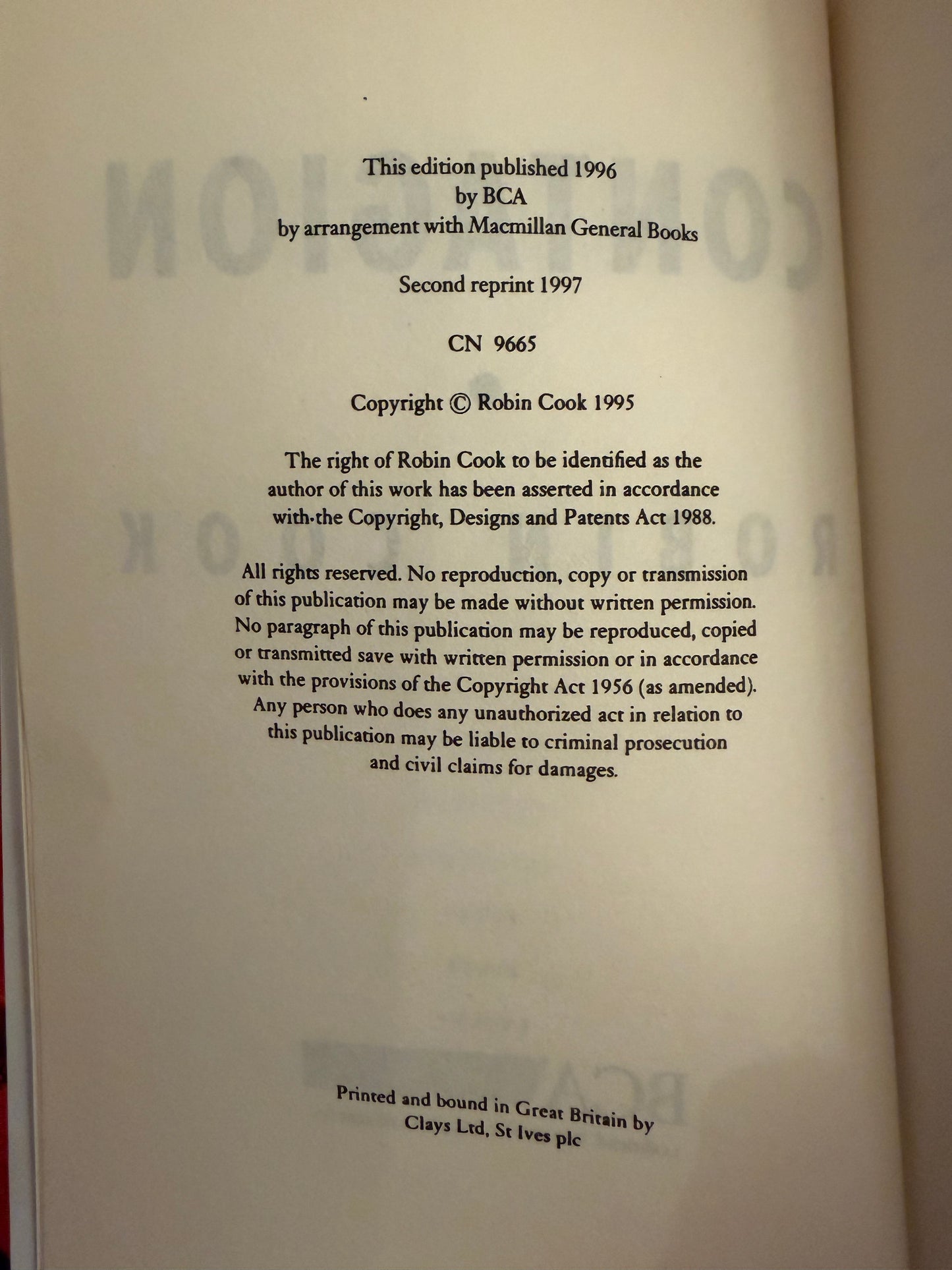 Contagion by Robin Cook (hardback book)