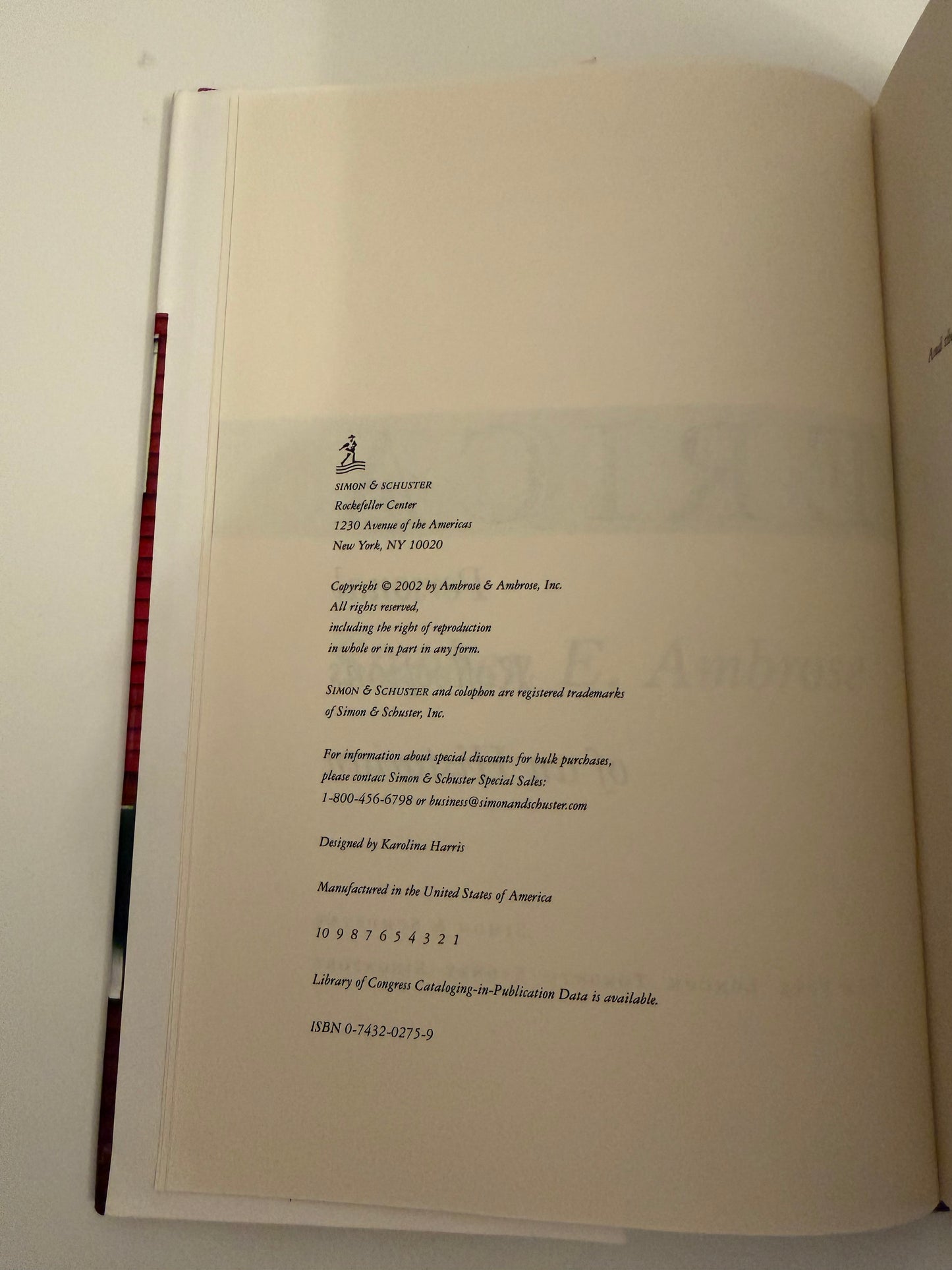 To America: Personal Reflections of an Historian, Stephen E. Ambrose (hardback book)