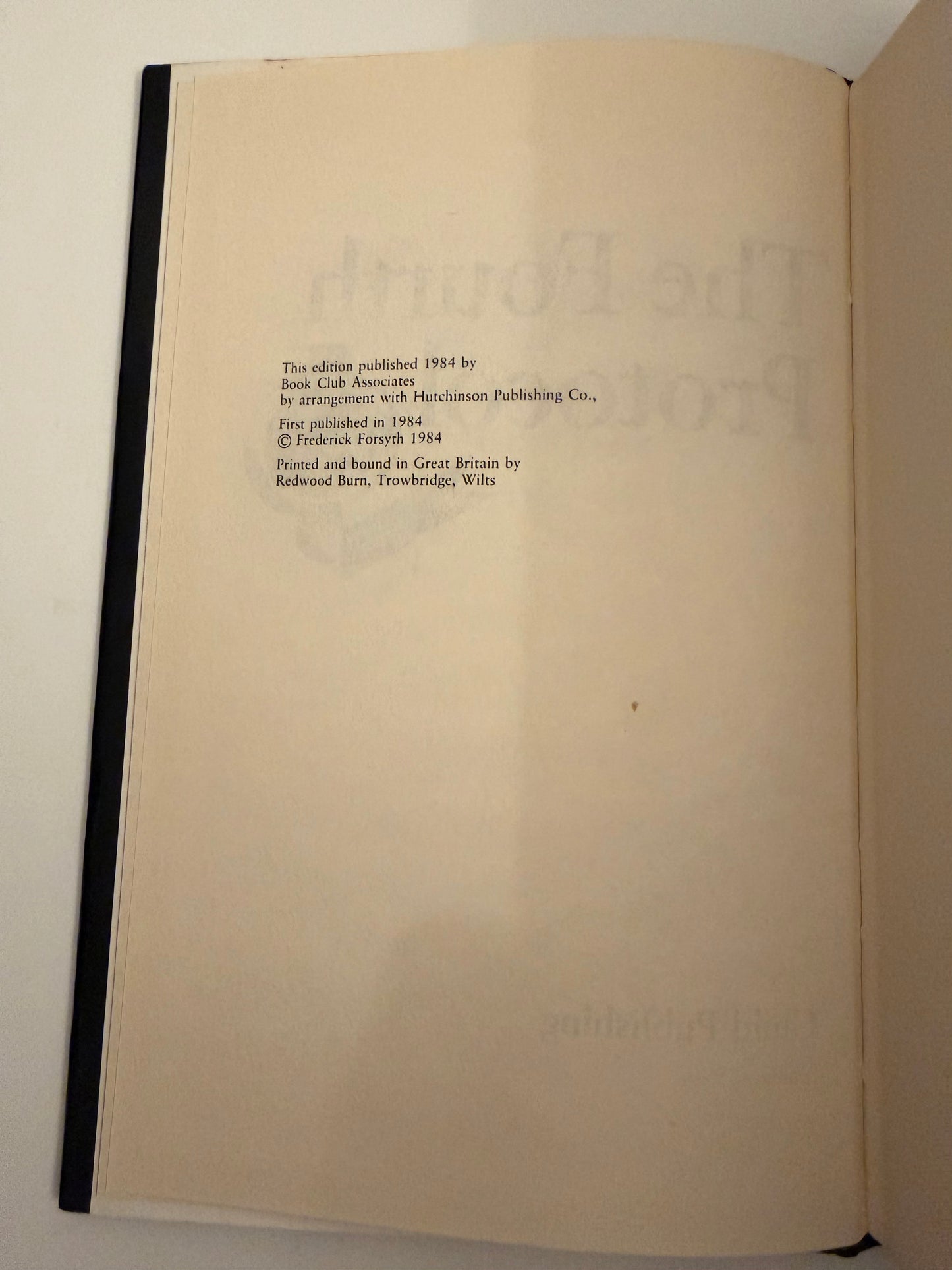 The Fourth Protocol by Frederick Forsyth (hardback book)