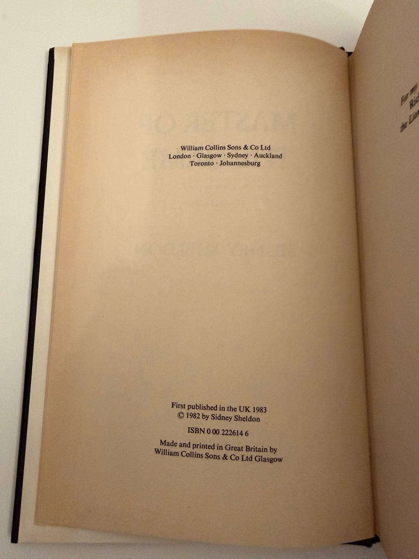 Master of the Game by Sidney Sheldon (hardback book)