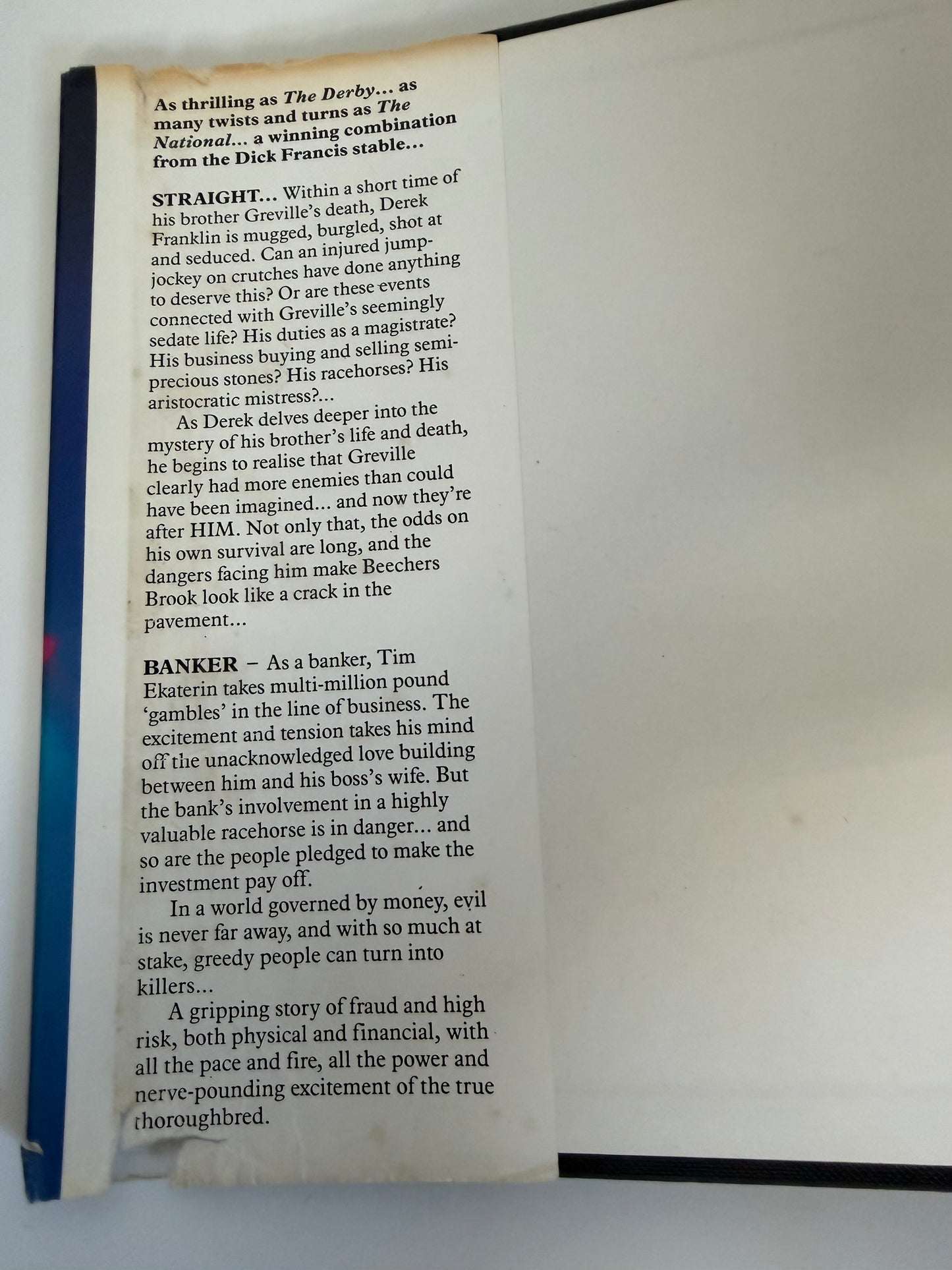 Straight Banker by Dick Francis (hardback book)