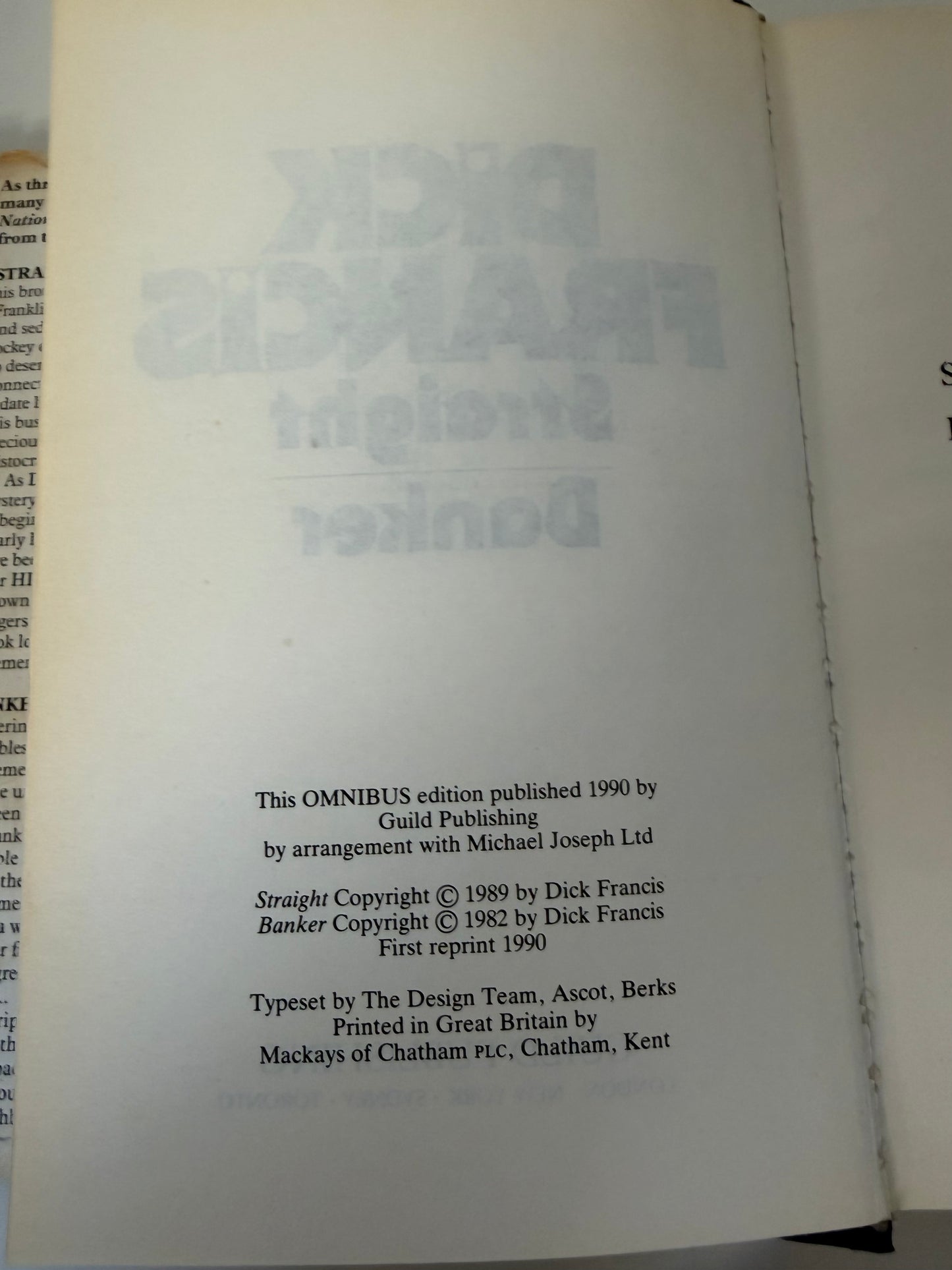 Straight Banker by Dick Francis (hardback book)