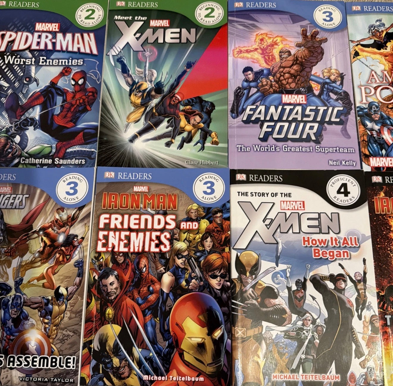 15 x DK Readers Marvel Books - Fantastic 4, X-Men, Spider-man, Iron Man