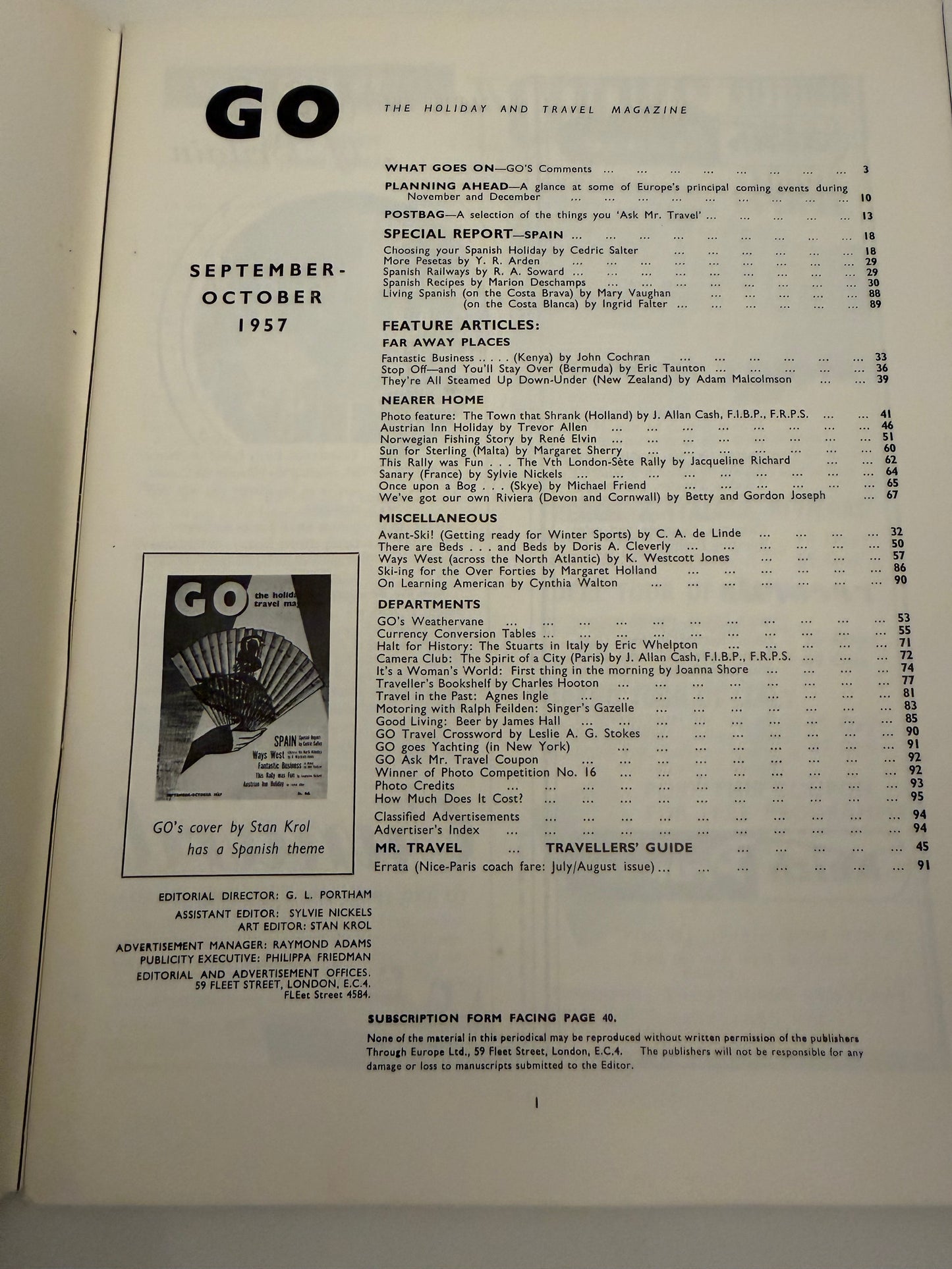 GO Magazine – September-October 1955 | Vintage Travel Classic with Striking Fan Cover Art