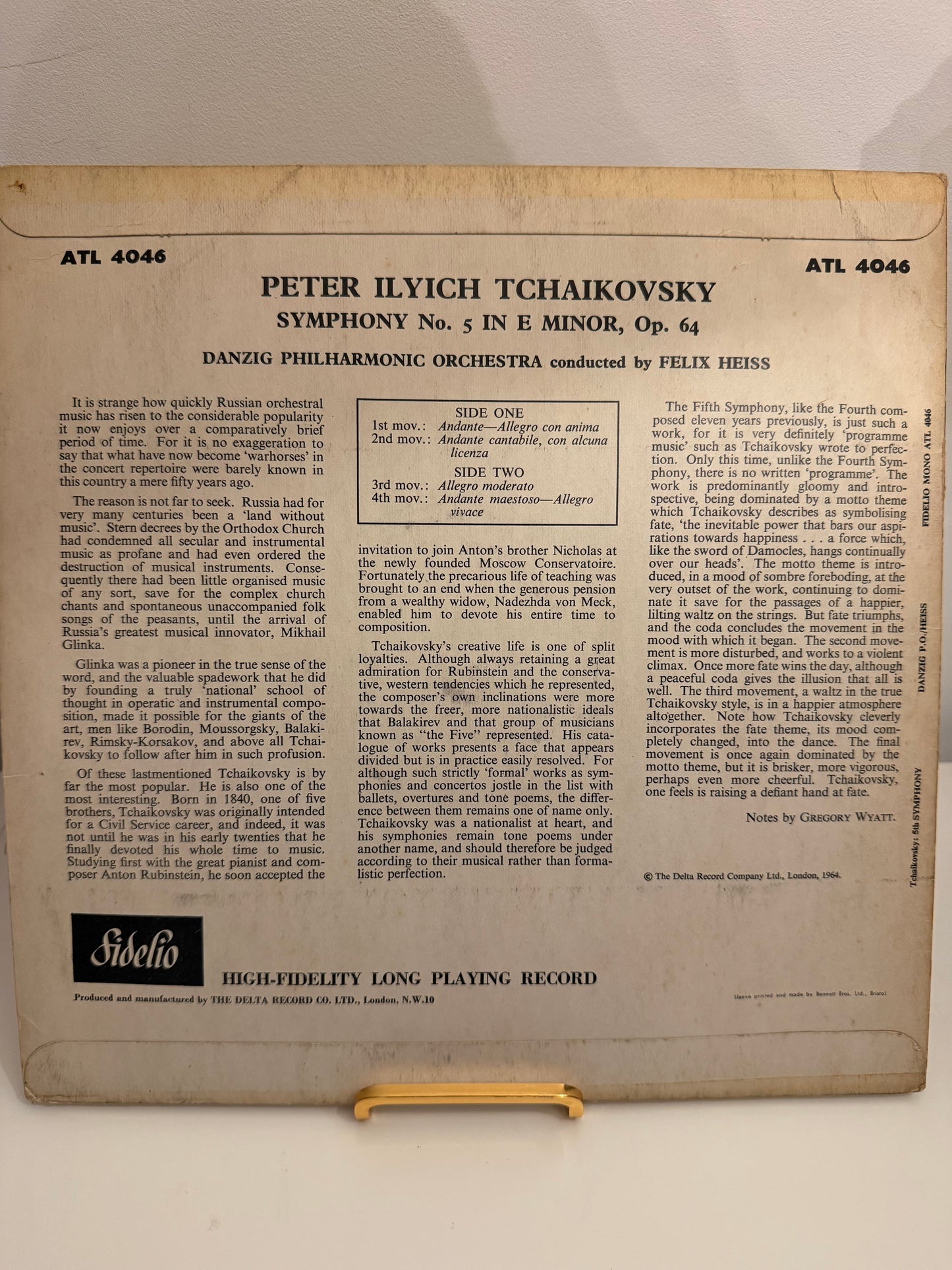 Tchaikovsky Fifth Symphony Felix Heiss  12” Vinyl LP Record 1964