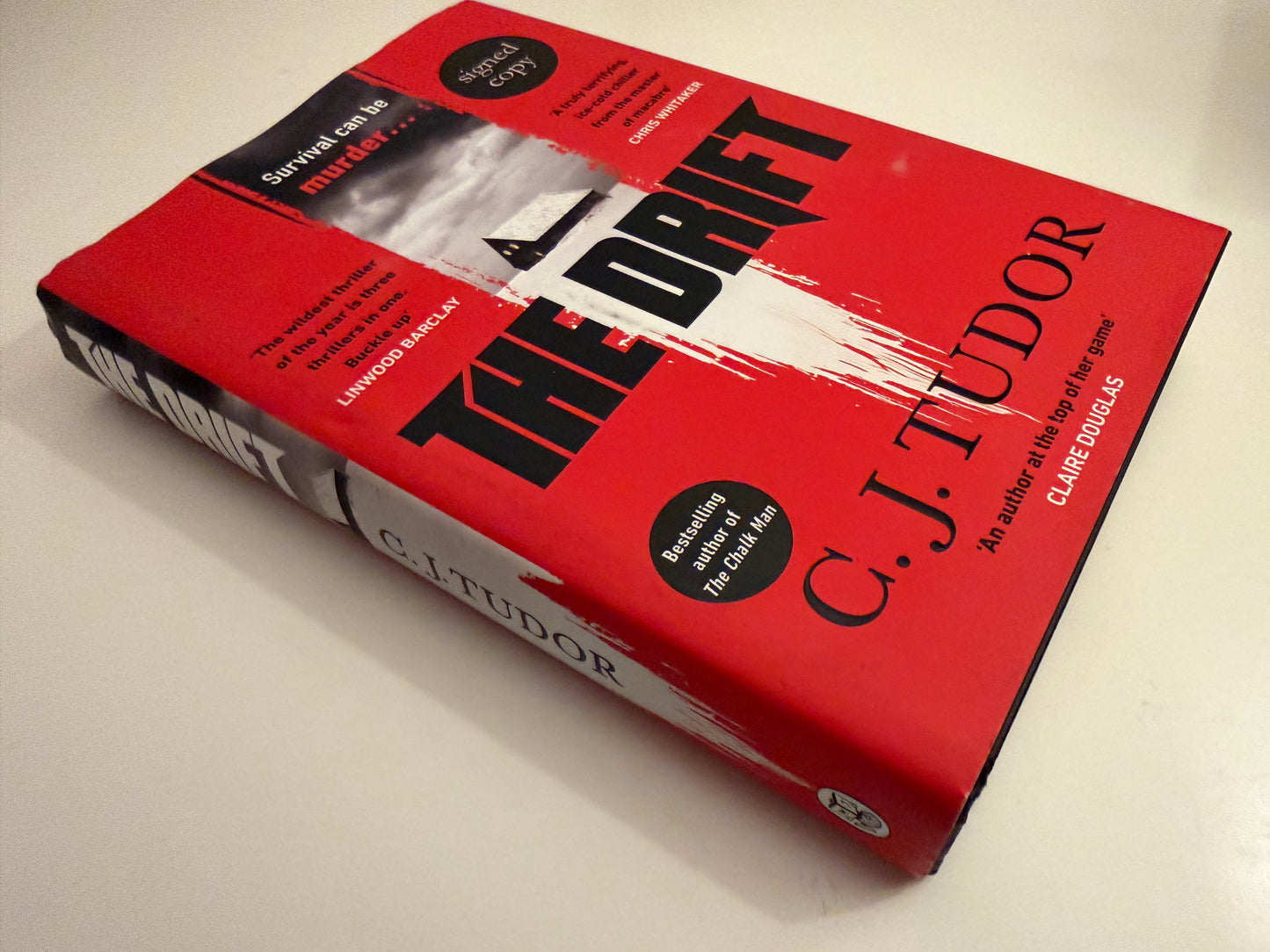 SIGNED The Drift by C.J. Tudor (hardback book)