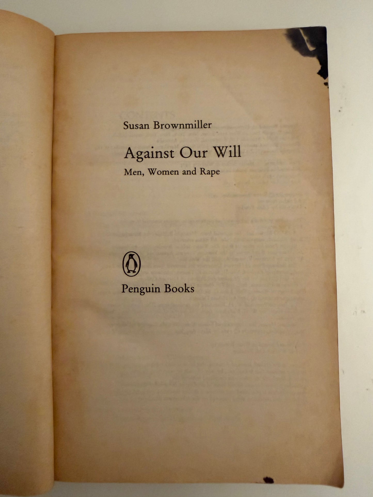 Against Our Will: Men, Women and Rape by Susan Brownmiller (Paperback book)